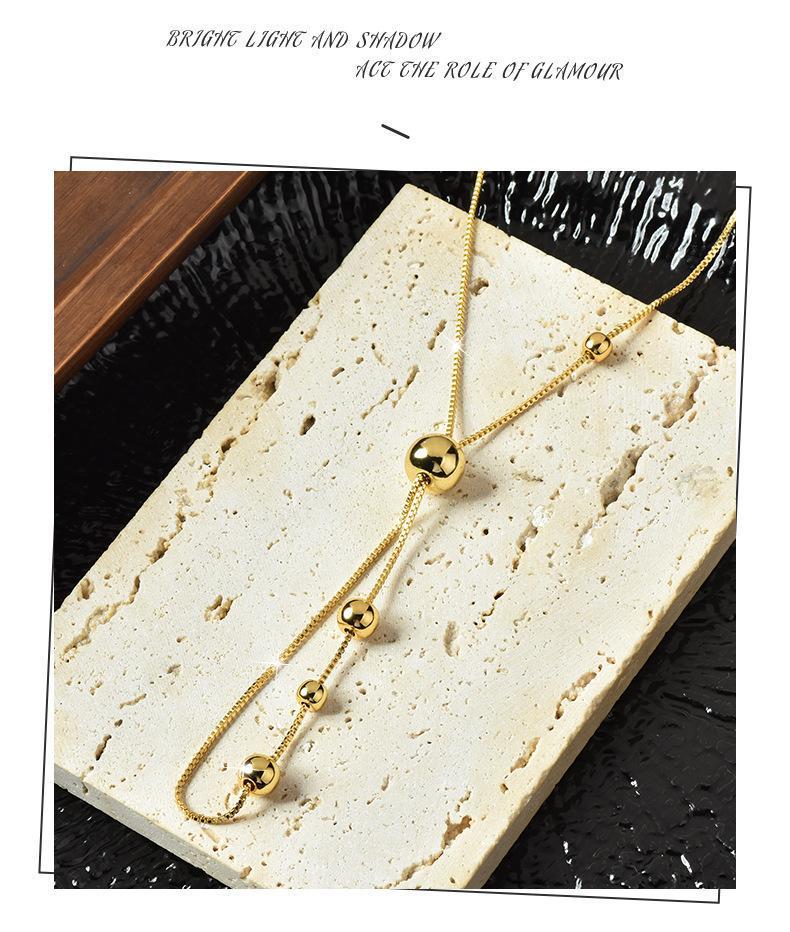 Colier cu Mărgele Extensibil din Oțel Titan pentru Femei - Accesoriu de Modă Versatil de Toamnă/Iarnă