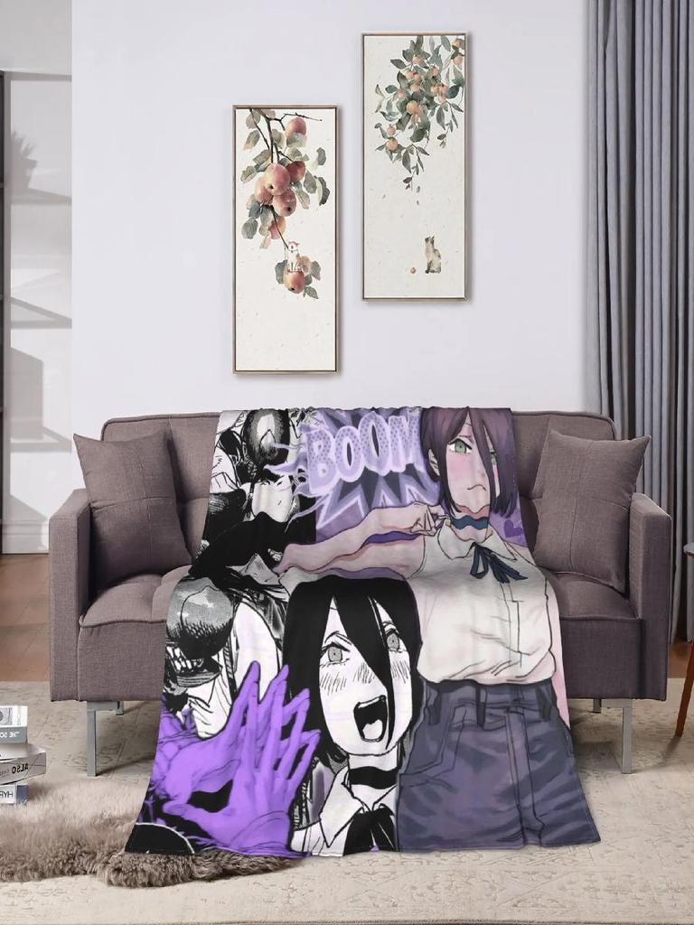 Chainsaw Man Anime Reze Plush Flannel Throw Blanket Soft Warm Bedspread for Living Room Students