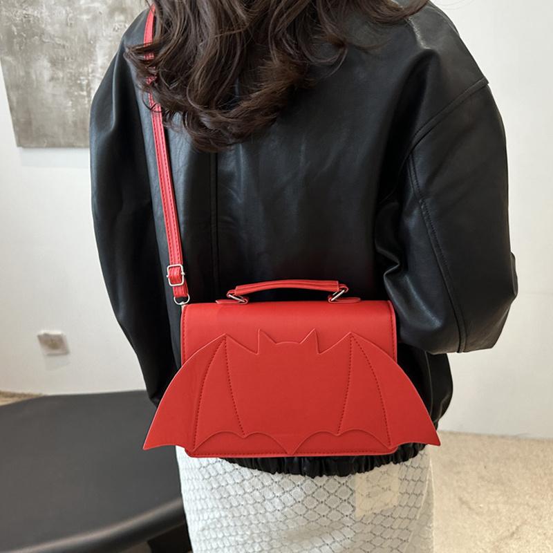Yogodlns Gothic Women Shoulder Bag Bat Wing Ladies Top-handle Bags Creative Chic PU Leather Handbag Halloween Novelty Crossbody Bag Purse