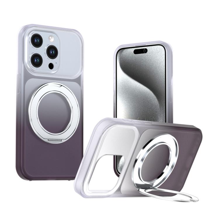 Phantom Skin Feel Gradient PC+TPU Phone Case With 360° Rotating Metal Holder, Magnetic Wireless Charging Shockproof Protective Cover