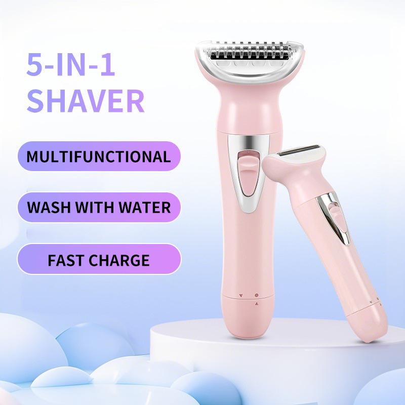 USB Rechargeable 5-in-1 Women's Hair Remover - Multi-functional Trimmer for Nose, Eyebrows, and Sideburns