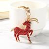 Cute Lifelike Goat Metal Keychain Sparkling Rhinestone Decor Stylish Bag Charm for Teen Girls Birthday Small Gift