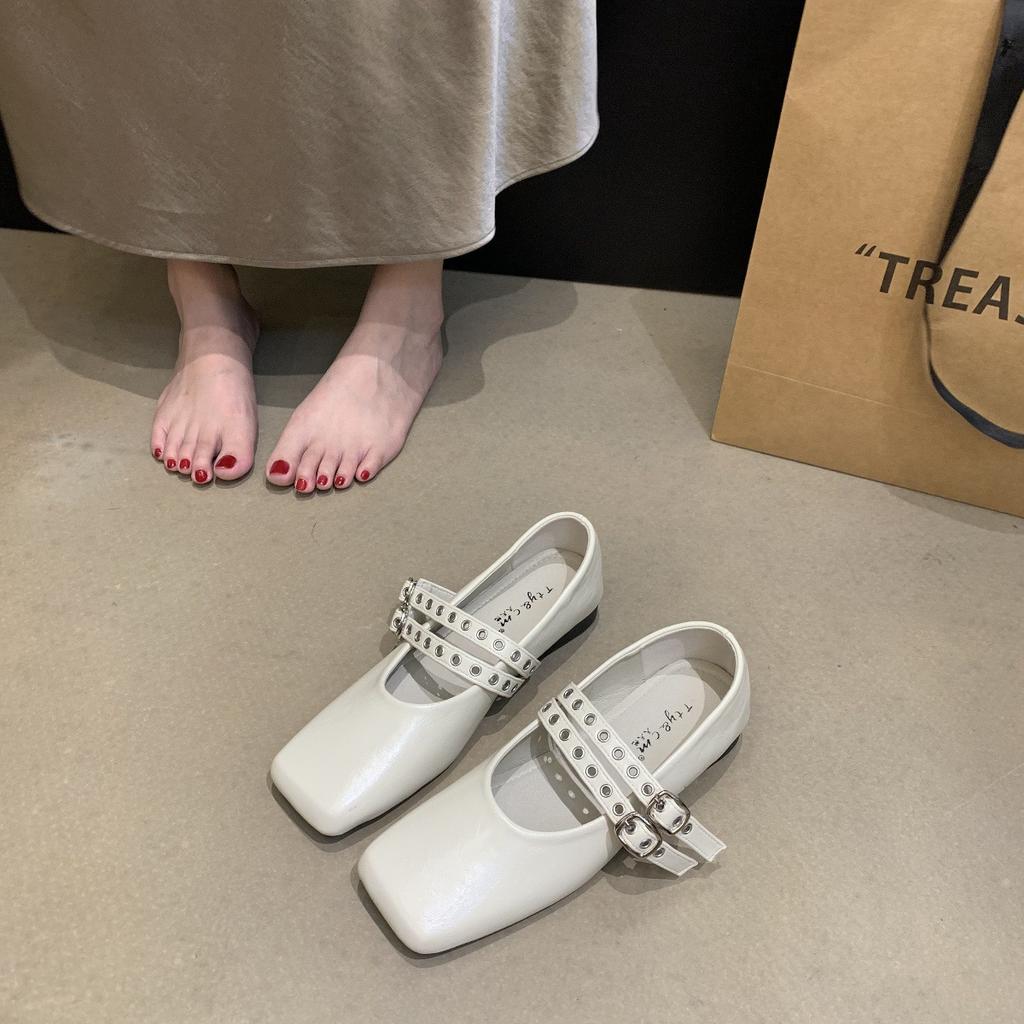 Brown Retro French Mary Jane High Heels 2025 Women's New Temperament One-word with Square Head Soft Sole Light Mouth Single Shoes