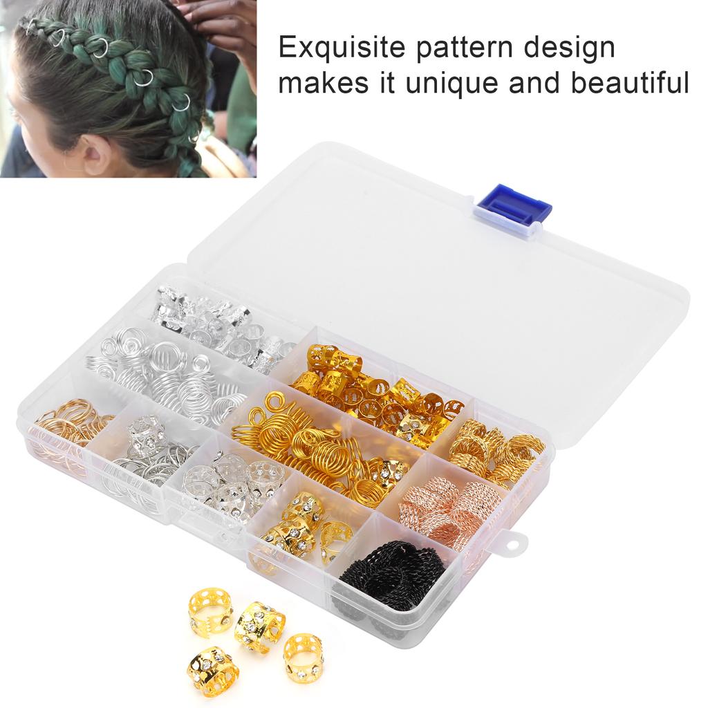 200pcs Fashionable Hollow Hair Braid Rings Dreadlocks Rings Hair Decoration Accessories