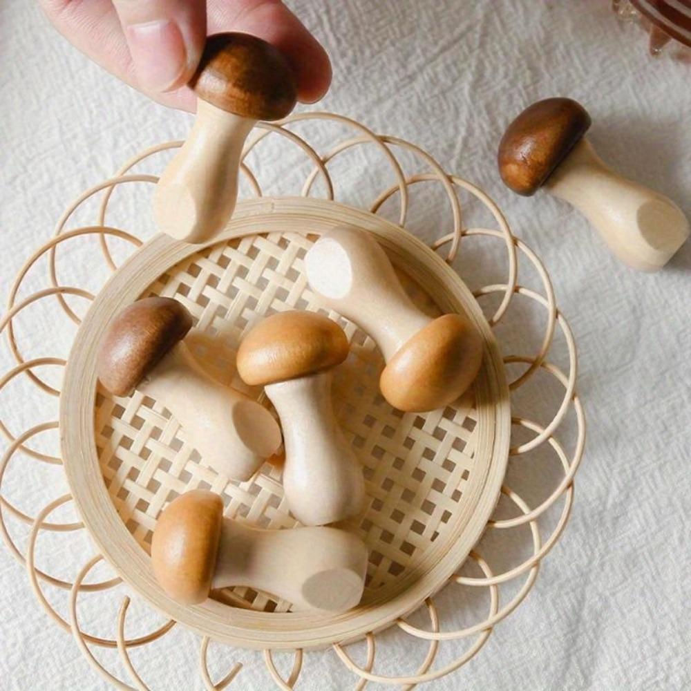 Lot de 2 porte-baguettes en bois en forme de champignon, décoration de table de cuisine, repose-baguettes, cuillère, fourchette, couteau