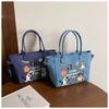 Retro Denim Tote Bag for Women Large Capacity Casual Shoulder Handbag Fashionable Daily Crossbody Bag KTB
