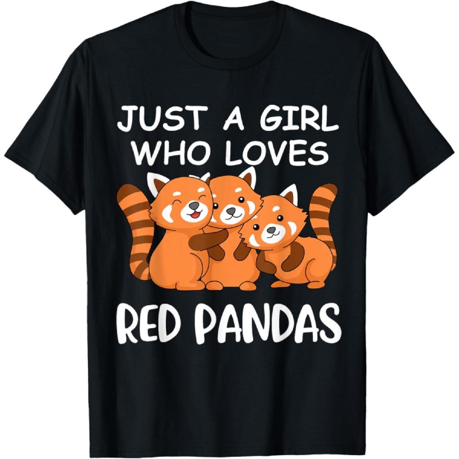 Just A Girl Who Loves Red Pandas Gift Women Kawaii Red Panda T-Shirt S