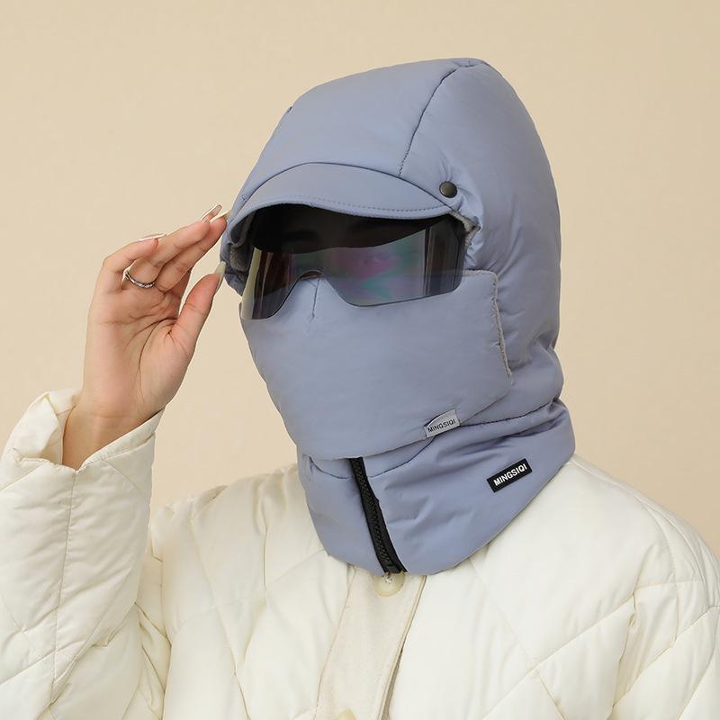Winter Solid Color Windproof Lei Feng Hat & Scarf: Integrated Cycling Ear Protection & Warmth