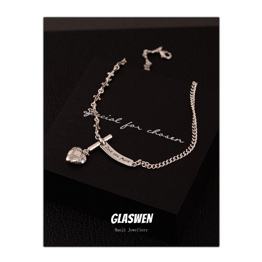 

Heavy Industry Premium Jewelry Thai Silver Cross Chain Hip Hop Wind Peach Heart Necklace Women S Sweater Chain Tide