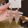 Light luxury high-end sense gold long fringed temperament earrings fashionable atmosphere versatile stud earrings personalized daily earrings