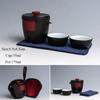 Bluestone Glaze Ceramic Quick Tea Cup One Pot Two Cups Portable Storage Bag Kung Fu Tea Set