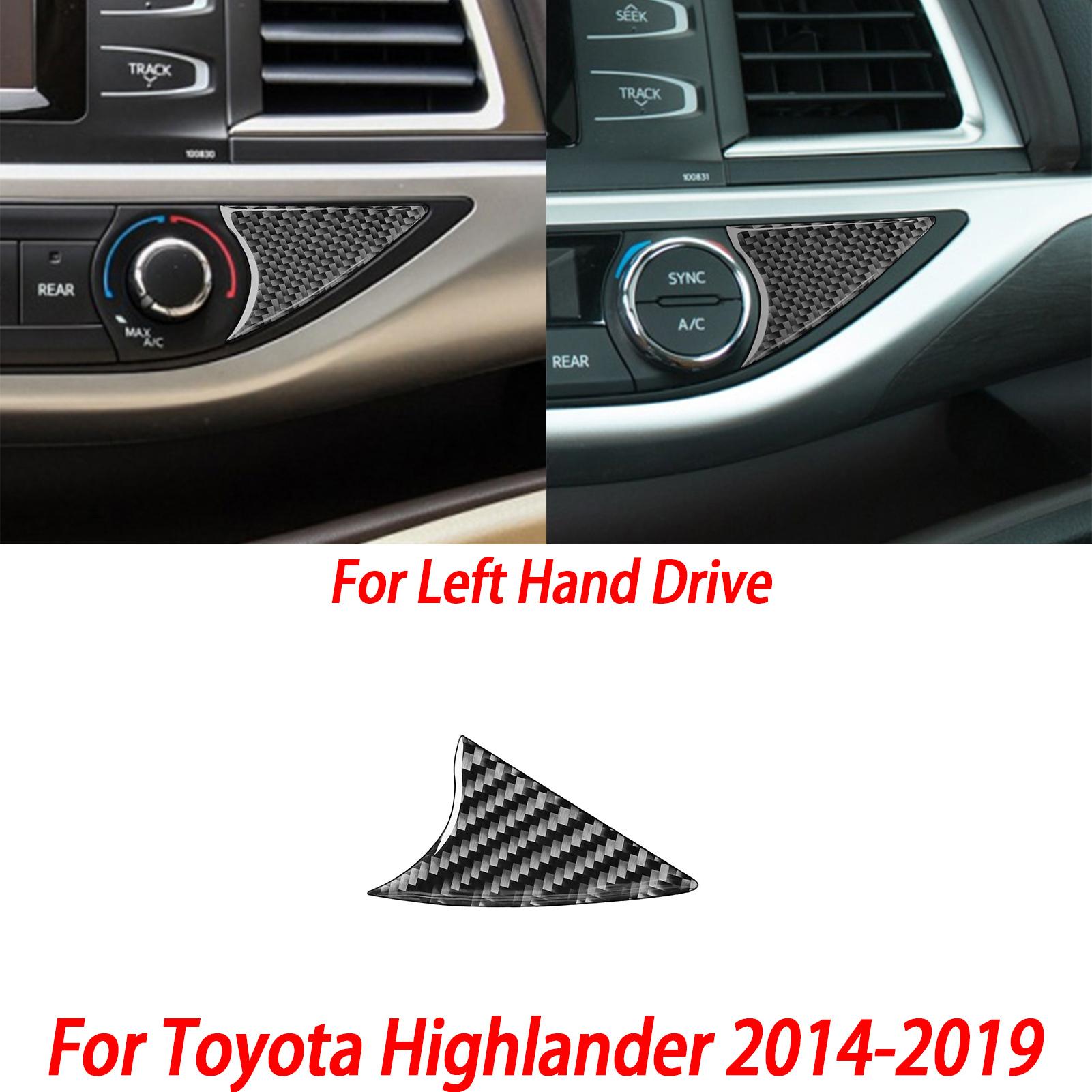 Carbon Fiber Sticker For Toyota Highlander 2014- Car Interior Accessories Dashboard Side Air Vent Window Button Door Panel Black Carbon