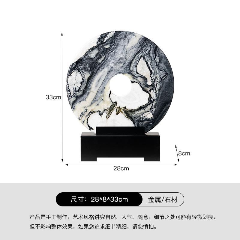 Marmorring Vertiefter Ring Naturmarmorstatue Konzentrische Kreise Dekorationsfiguren Heimdekorationszubehör