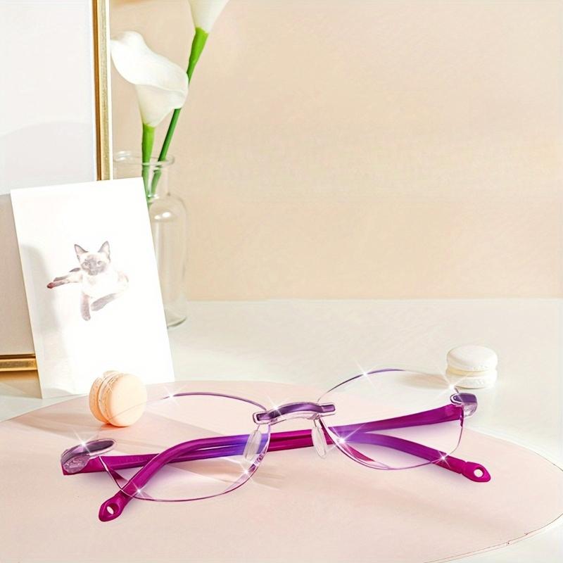 3PCS +100 To +400 Fashion Young Frameless Reading Glasses Women Anti Blue Light Diamond Presbyopic Glasses for Women