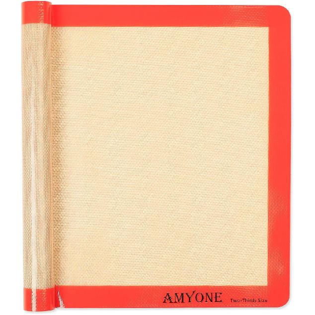 AMYONE Quarter Sheet Silicone Baking Mat, 2 Pcs Non-Stick Silicone Baking Mats Cookie Sheet for 9x13 Baking Pan, Reble Baking Sheet Liners Compatible