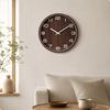 Round Wall Clock with Wood Frame Long-Lasting Quartz Glass Front