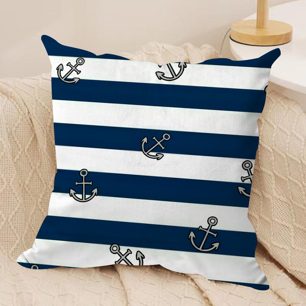 Classic Oocean sailor Cushion Cover Short plush Doublesided Print Square Throw Pillow Covers Sofa Home Cushion Decor