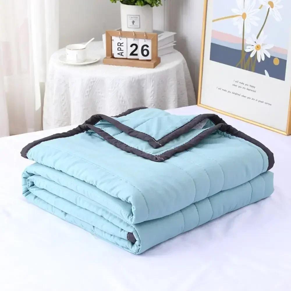 Washed Cotton Summer Cool Blanket, Solid Color Air Conditioner, Washable, Single Student, Child, Adult Summer Blanket  Edredon