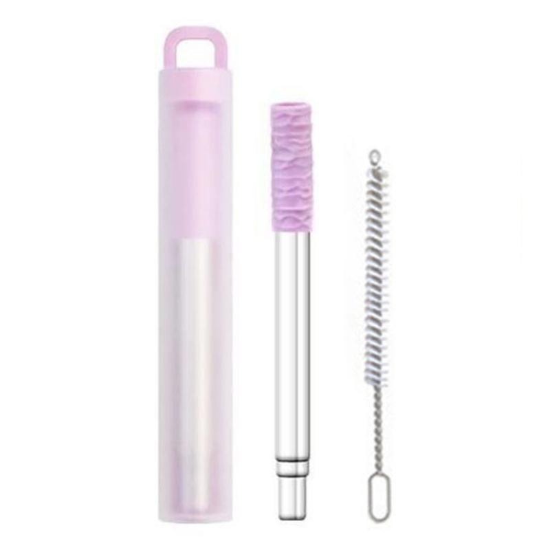 Portables Foldable Straws Suit Birthday Stainless Steel Useful Milk Straws for Travel Homes Office