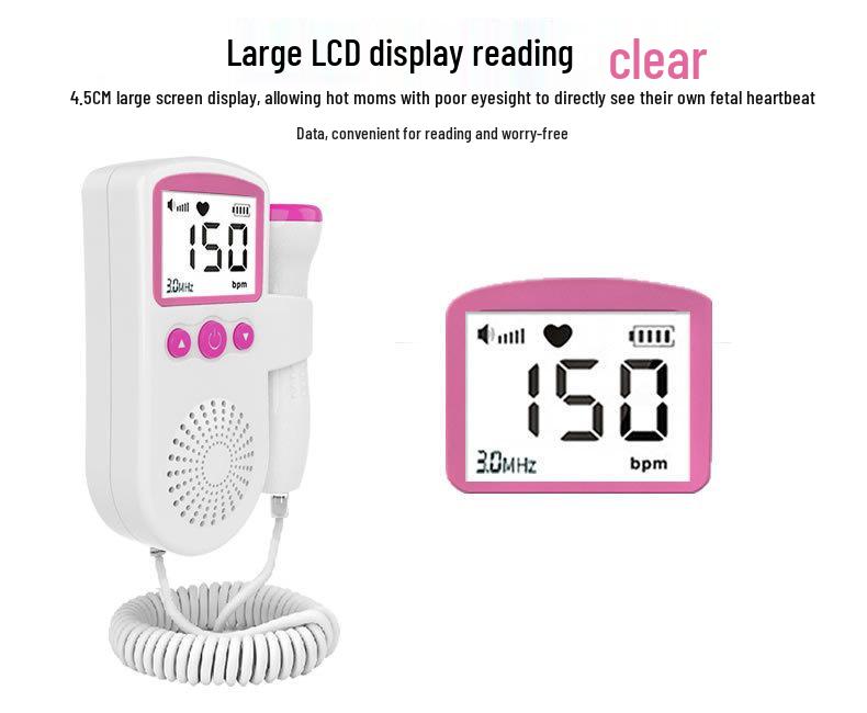 Portable Handheld Fetal Doppler Ultrasound Heart Monitor for Pregnant Women