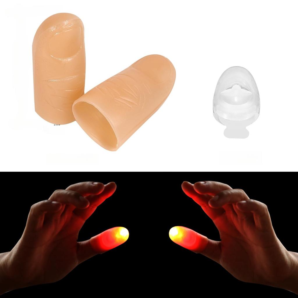 2/4/6Pcs LED Magic Thumb Light Set Light-Up Finger Sleeve Magic Props for Stage Shows Halloween Parties Novelty Prank Toy