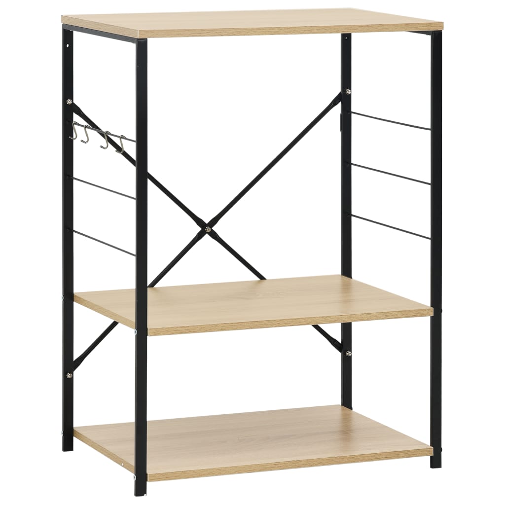 Microwave Shelf Black and Oak Effect 60 * 39.6 * 79.5 cm Particleboard