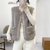 Women's 2023 Autumn/Winter Leather & Fur Lambswool Waistcoat Vest - Short & Stylish