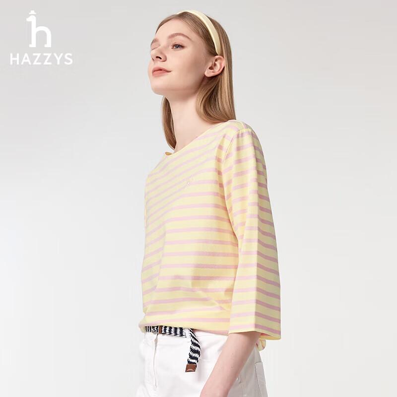 HAZZYS Women s 2025 Spring PHIZ Seven-Quarter Sleeve T-Shirt M