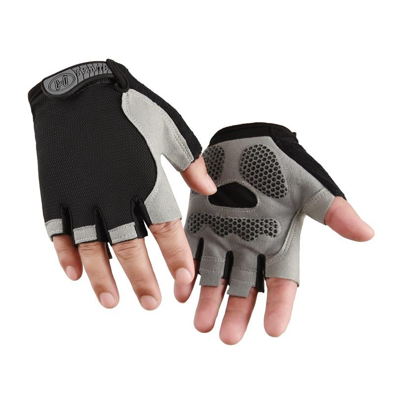 Half Finger Cycling Gloves Hiking Fitness Yoga Driving Anti Slip and Shock-absorbing Mesh Fabric Breathable Outdoor Sports S чёрный
