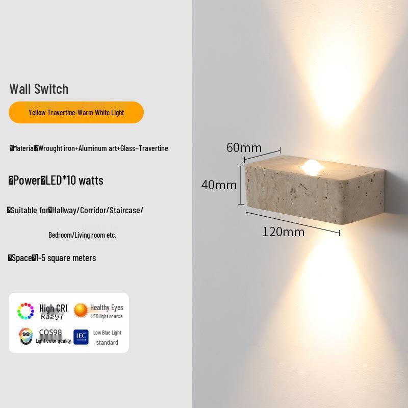 Yellow Dongshi Stone Wall Lamp: Up/Down Villa, Hotel, Bedroom Mood Spotlight