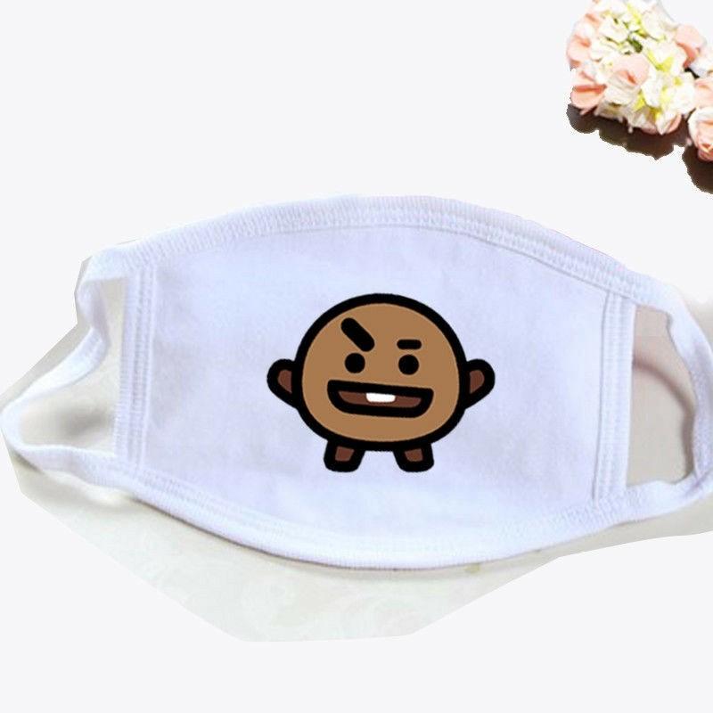 Kpop Bts Atmungsaktive Baumwollmischung Gesichtsmaske Mit Cartoon-Druck Für Täglichen Sonnenschutz