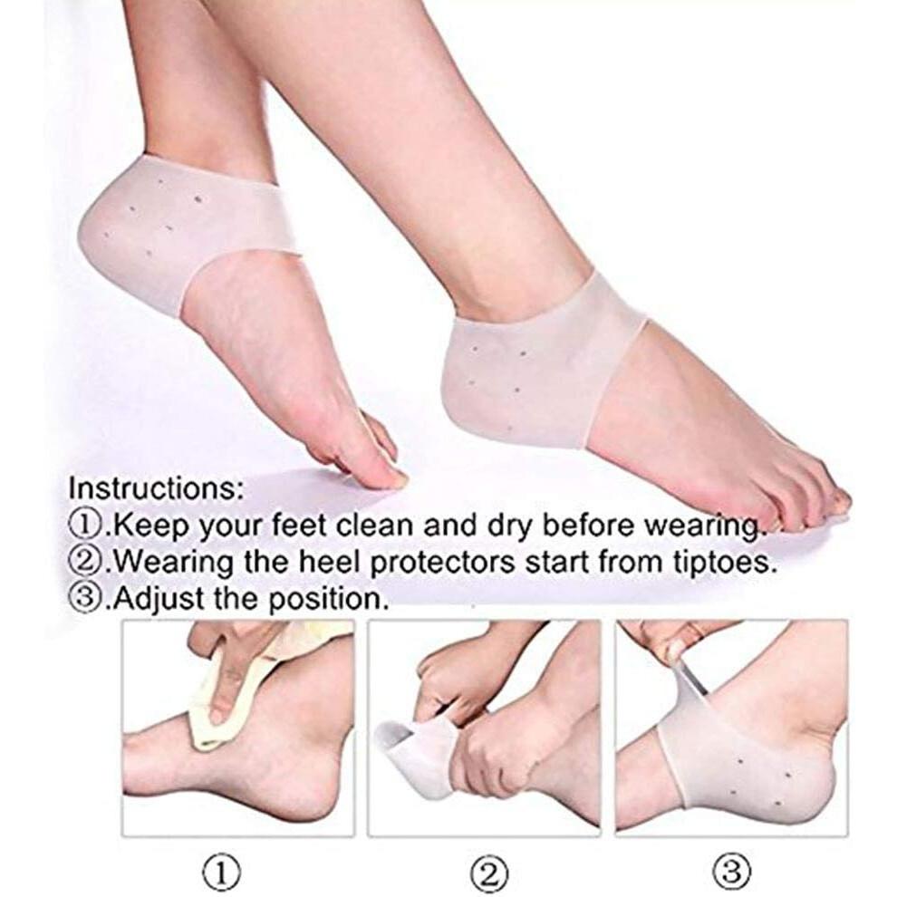 Moisturizing Heel Socks for Cracked Heel Treatment, Breathable Gel Foot Care Protectors 2 Pairs