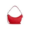 Shoulder Bag Aria 26 Simple Solid Color Brand Nameplate Zipper Armpit Hand Crossbody Pebbled Leather Medium Size Women's Silver Bright Poppy