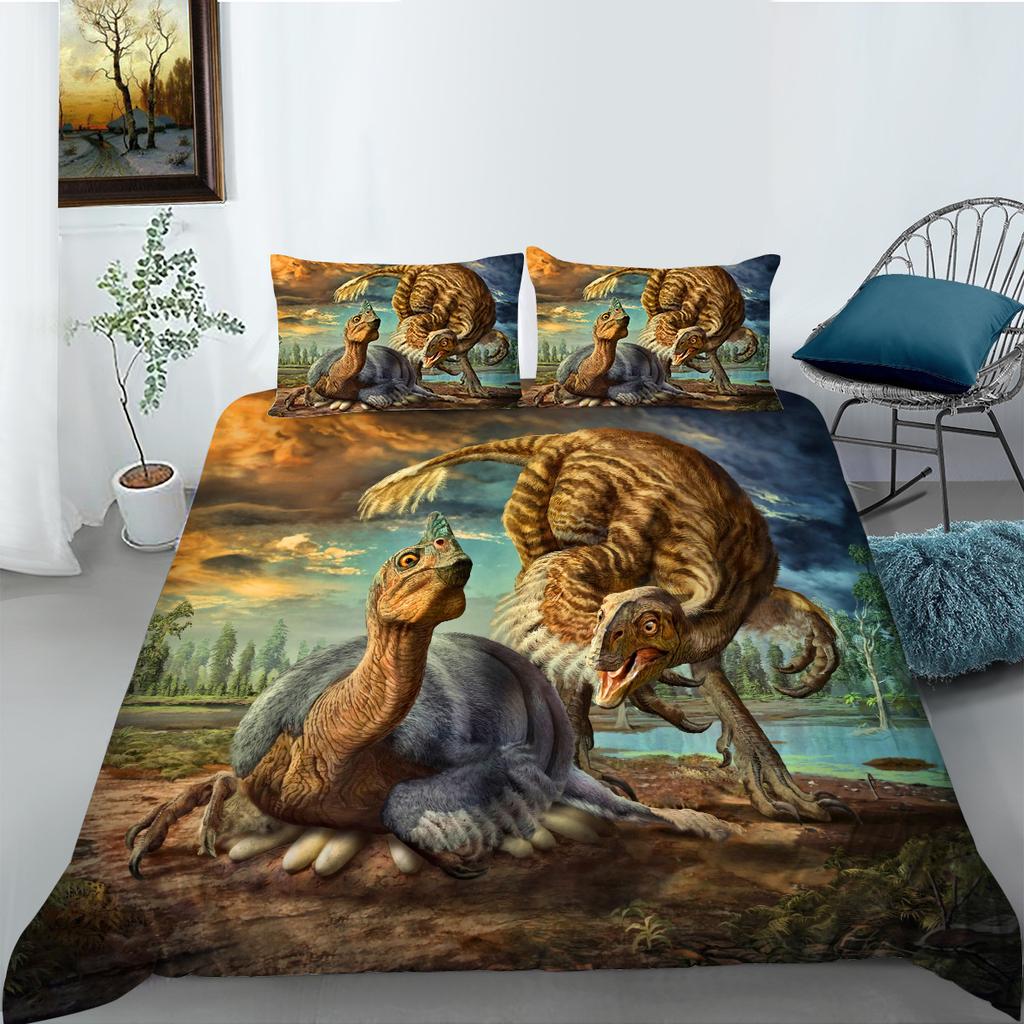 Bettwäsche Zweiteiliges und Dreiteiliges Set Dinosaurier 3D Digitaldruck Polyester