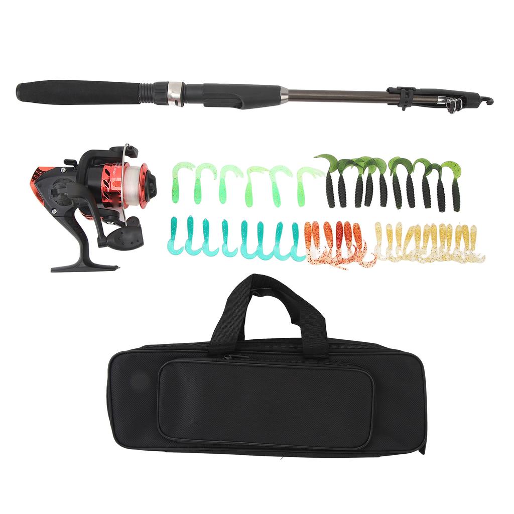 Spinning Reel Telescopic Fishing Rod Combo Fishing Pole Reel Combo with Lures Tackle Bag for Saltwater Freshwater