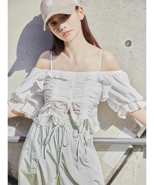 Snidel Cropped Varie Blouse SWFB251169 White Women's