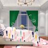 2PCS Muslim Ramadan auspicious Ramadan green printed curtain polyester material suitable for bedroom living room,