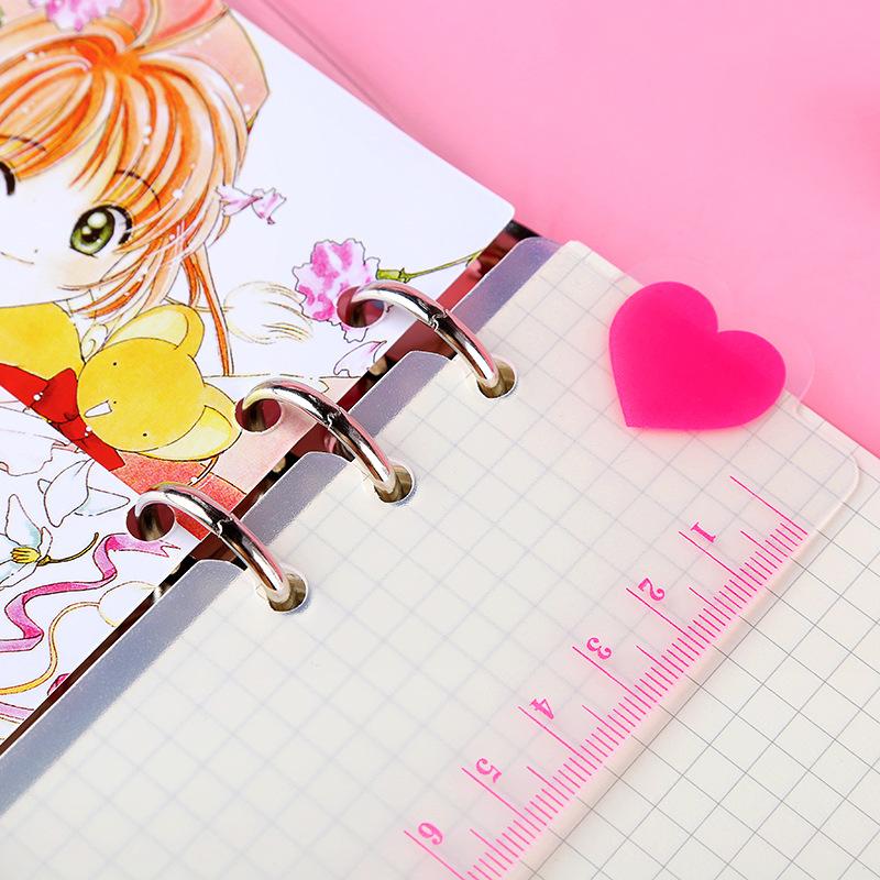 2ks/šarže A5/A6 Srdce 6 děr PVC Spiral Binder Dělič na notebook Vnitřní pravítko pro studenty Kreativní kancelářské školní potřeby