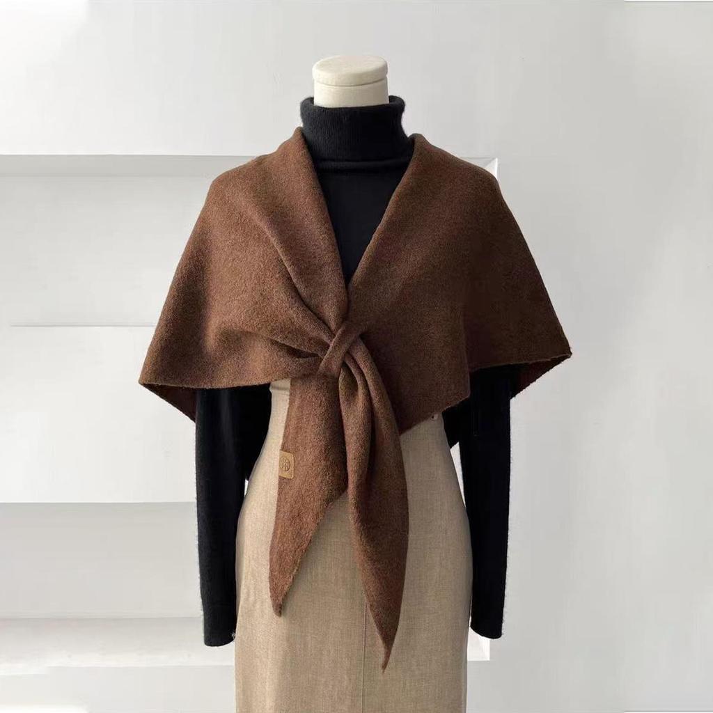 Damen Schwarzer Dreiecksschal aus Wollmischung: Vielseitig, Warm, Einfarbig für Herbst/Winter