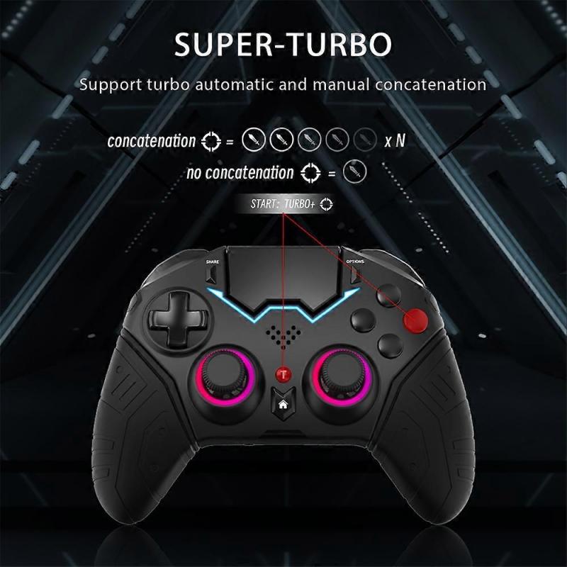 NE Controller for PS4 PS3 PC iPhone Wireless Bluetooth Gamepad Remote Control Programmable Turbo 6-axis Gyro RGB Joystick