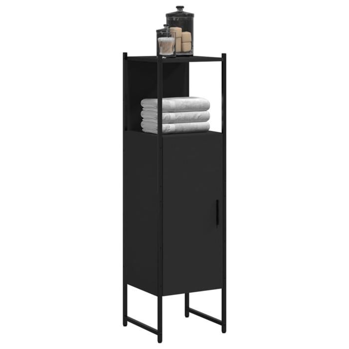 VidaXL Bathroom Cabinet, Column with Storage, Home Interior Toilet Organizer, Modern, Black Wood 842466