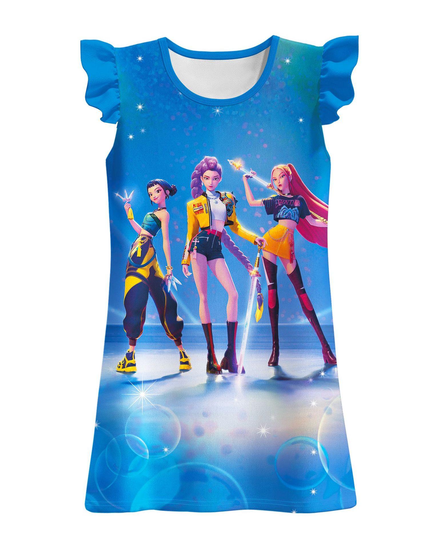 Summer Demon Hunter Print Princess Lounge Sleep Dress 110