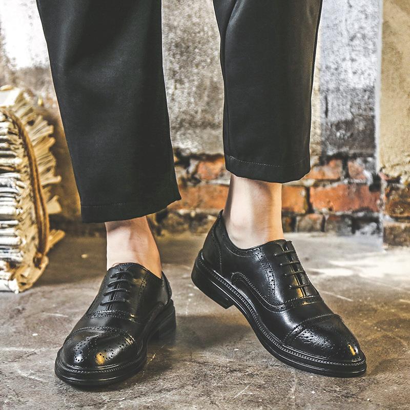 Casual Leather Shoes Men'S Summer Business Dress British Style Brock Wedding Groom Retro Shoes 85201-J