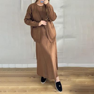 Women's Autumn Fashion Casual Knit Sweater Jacket Dress Sweater Suit