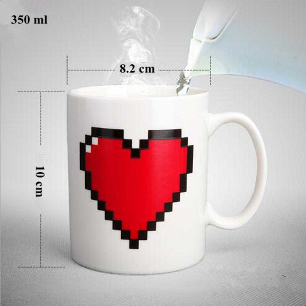 Magic Mug Loving Heart Temperature  Color Changing Mug Heat Sensitive Cup Coffee Tea Milk Mug Valentine's Day Gifts Girl friend