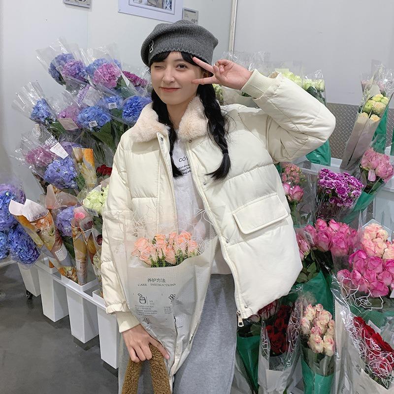 Short Fur Collar Cotton-padded Clothes Women's Winter New Small Bread Clothes Jacket Autumn and Winter Sweet Cotton-padded Jacket