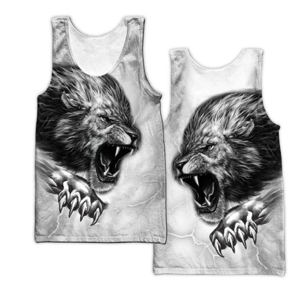 

Tiger Lion 3D Printed T-Shirt Men Loose Gym Sports Vest Casual Street Sleeveless Top 6XL