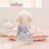 New Japanese-Style Small Dog Dress Bow Tie Striped Pattern Pet Dresses Lace Embroidery Flower Dog Clothes Spring Decor