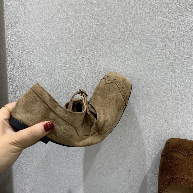 Retro Brown Square Head Mary Jane Shoes Ballet Shoes Women's 2025 Autumn New Korean Version French Shallow Mouth Single Shoes Women