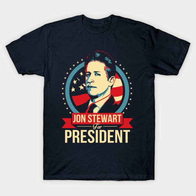 Asian Size Cotton Unisex Tshirt Print T-shirt Jon Stewart For President T-shirt No-Cut Print Regular Fit